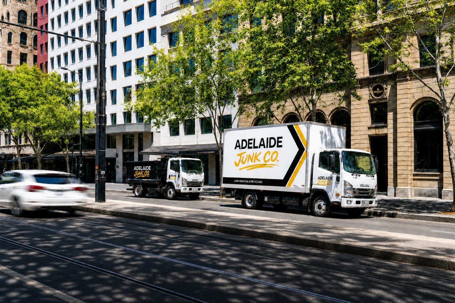 Adelaide Junk Co truck outside a commercial building