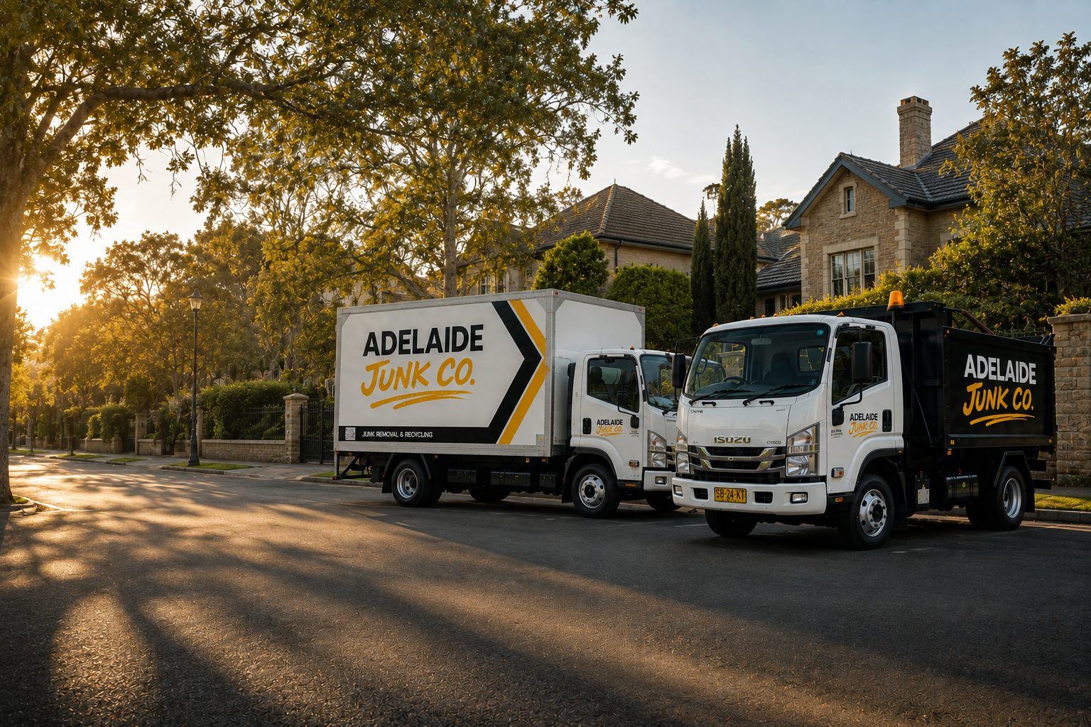 Adelaide Junk Co truck on a suburban Adelaide street